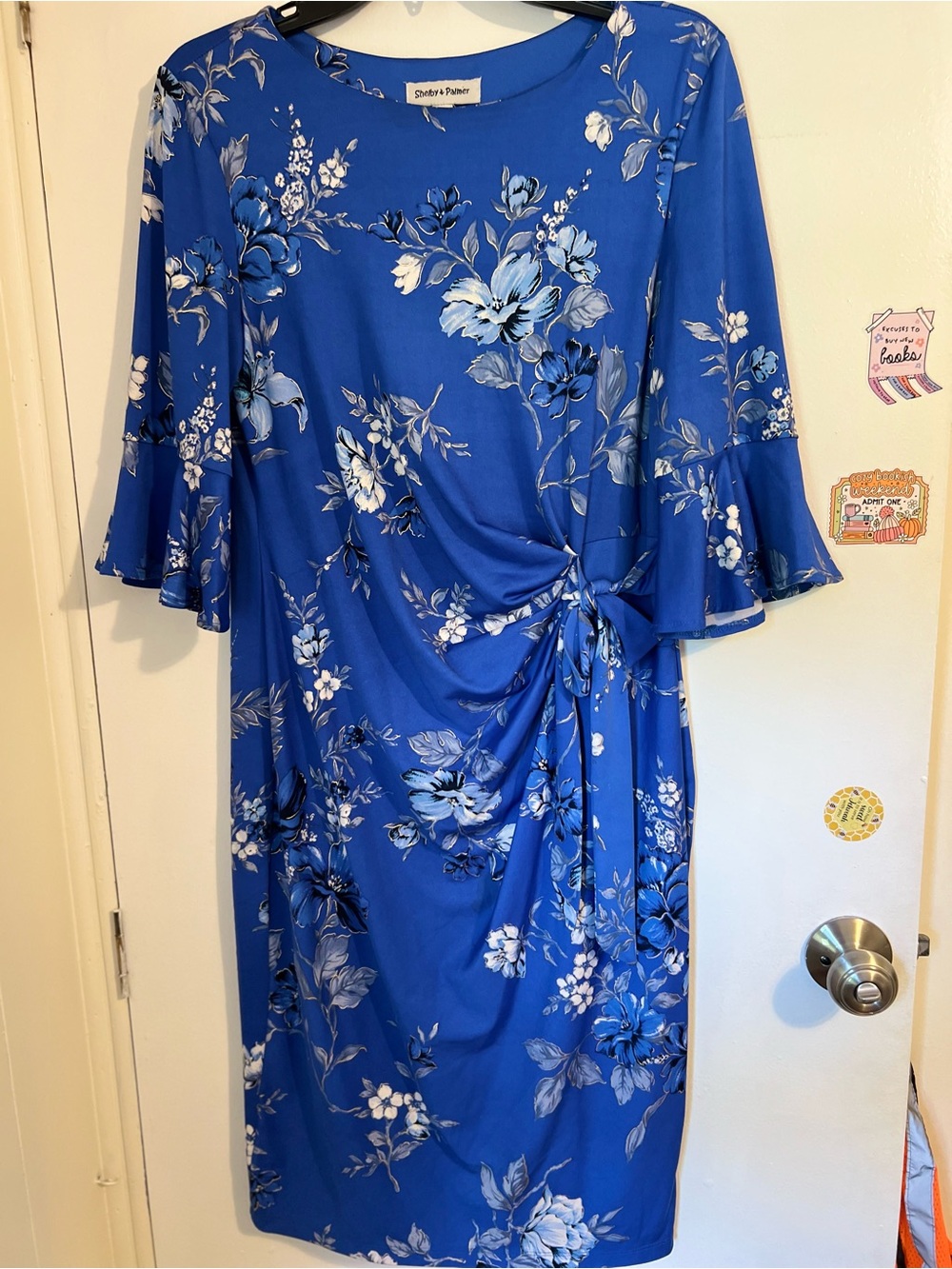 Shelby & Palmer Royal Blue Floral Boatneck Dress